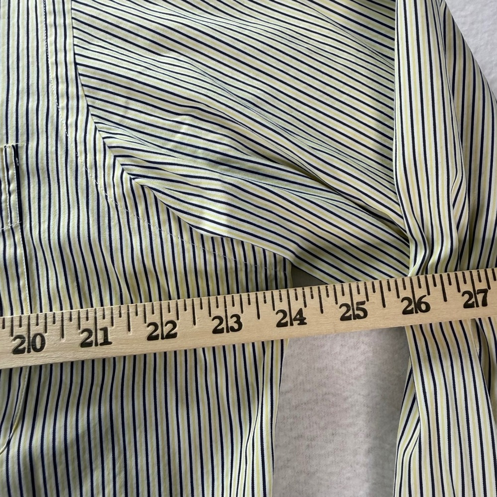 Ralph Lauren Classic Fit Striped Button Down Shirt Yellow Navy Blue Mens 16.5 - Picture 6 of 9